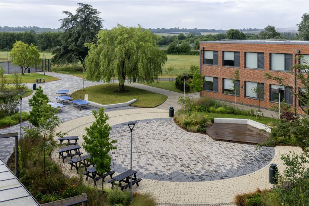 central courtyard space and playing fields